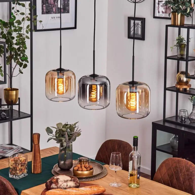 Lauden Suspension Ambre, Clair, Fumé, 3 lumières