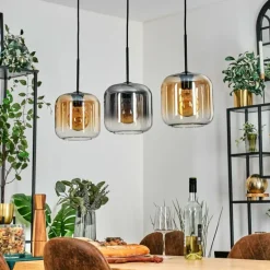 Lauden Suspension Ambre, Clair, Fumé, 3 lumières