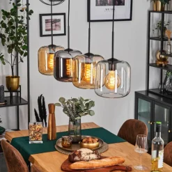 Lauden Suspension Ambre, Chrome, Clair, 4 lumières