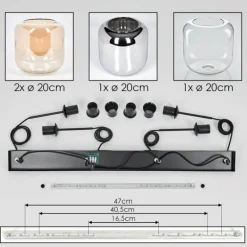 Lauden Suspension Ambre, Chrome, Clair, 4 lumières