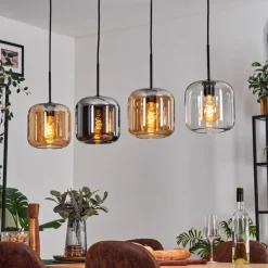 Lauden Suspension Ambre, Chrome, Clair, 4 lumières
