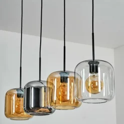 Lauden Suspension Ambre, Chrome, Clair, 4 lumières