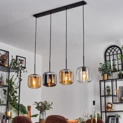 Lauden Suspension Ambre, Chrome, Clair, 4 lumières