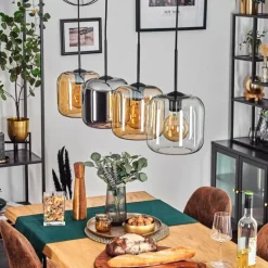 Lauden Suspension Ambre, Chrome, Clair, 4 lumières