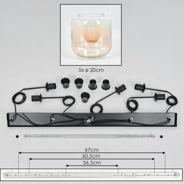Lauden Suspension Ambre, Clair, 5 lumières