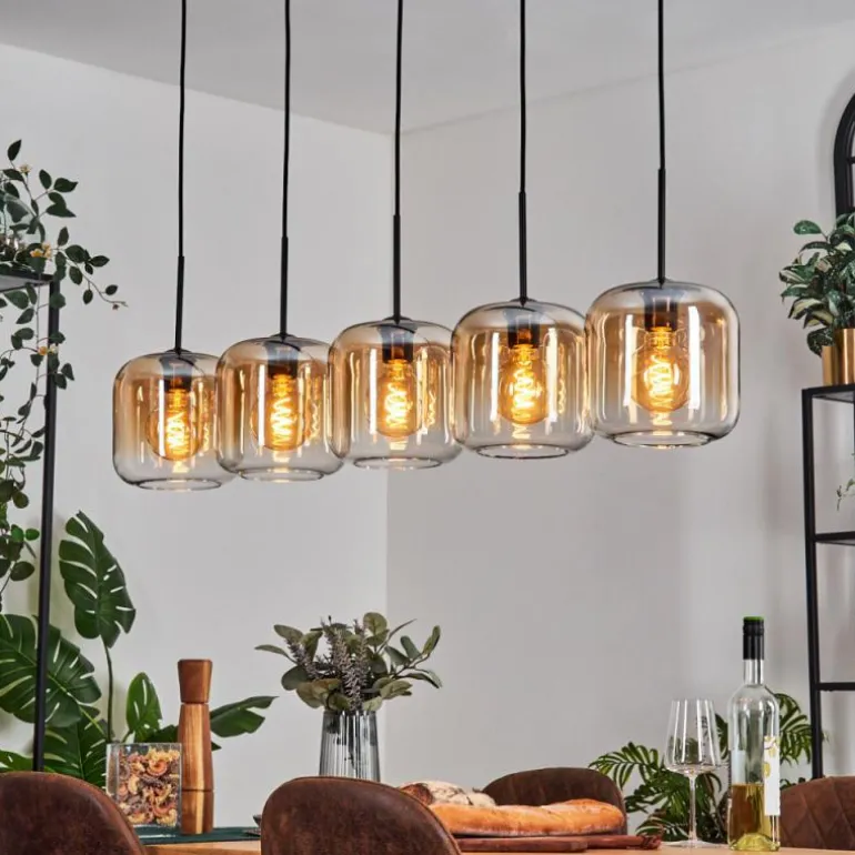 Lauden Suspension Ambre, Clair, 5 lumières