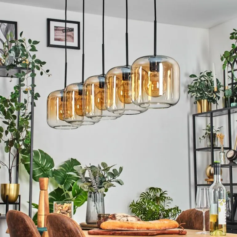 Lauden Suspension Ambre, Clair, 5 lumières