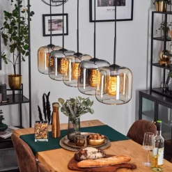 Lauden Suspension Ambre, Clair, Fumé, 5 lumières