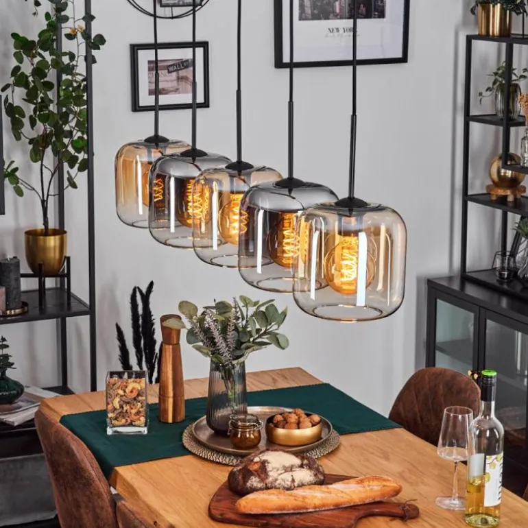 Lauden Suspension Ambre, Clair, Fumé, 5 lumières