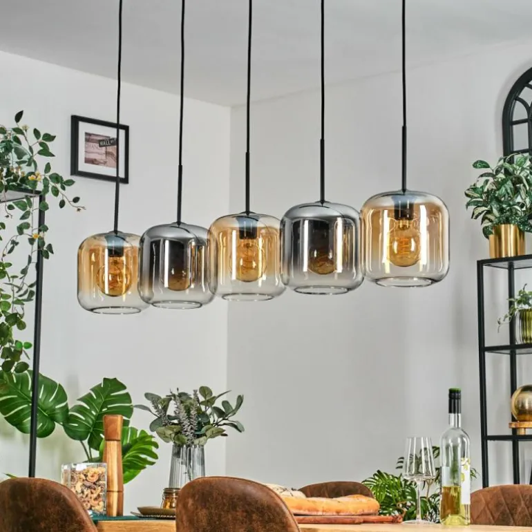 Lauden Suspension Ambre, Clair, Fumé, 5 lumières