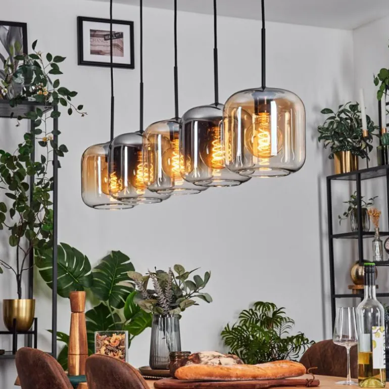 Lauden Suspension Ambre, Clair, Fumé, 5 lumières