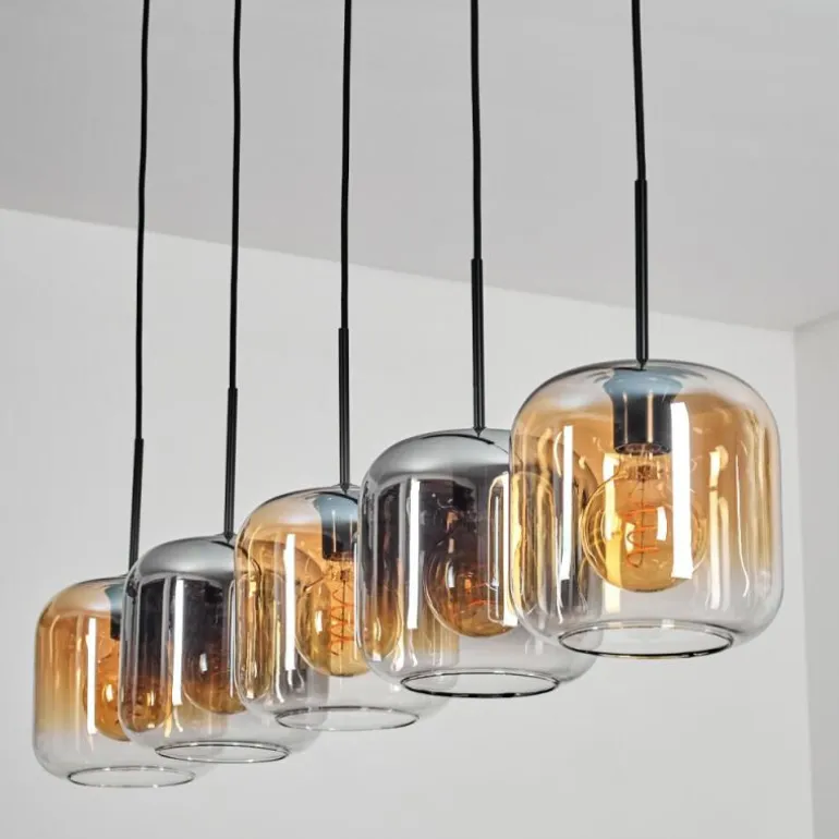 Lauden Suspension Ambre, Clair, Fumé, 5 lumières