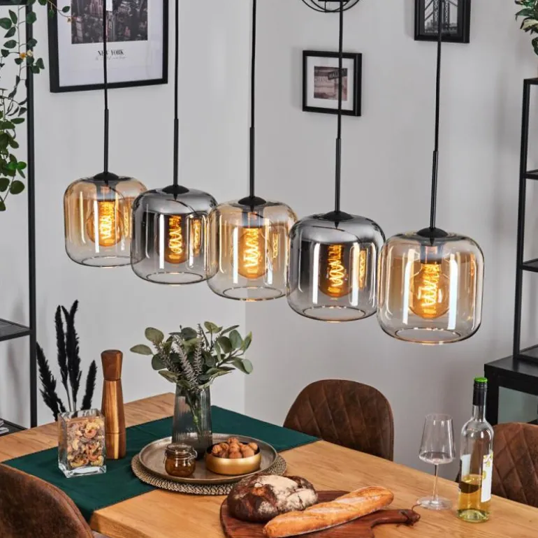 Lauden Suspension Ambre, Clair, Fumé, 5 lumières