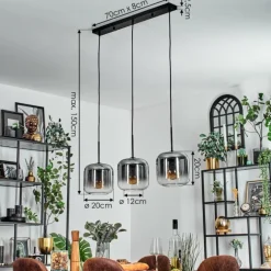 Lauden Suspension Clair, Fumé, 3 lumières