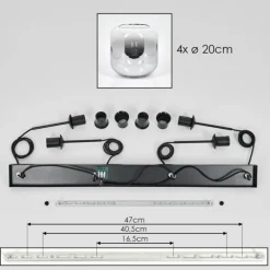 Lauden Suspension Clair, Fumé, 4 lumières