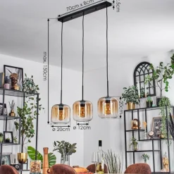 Lauden Suspension Noir, 3 lumières