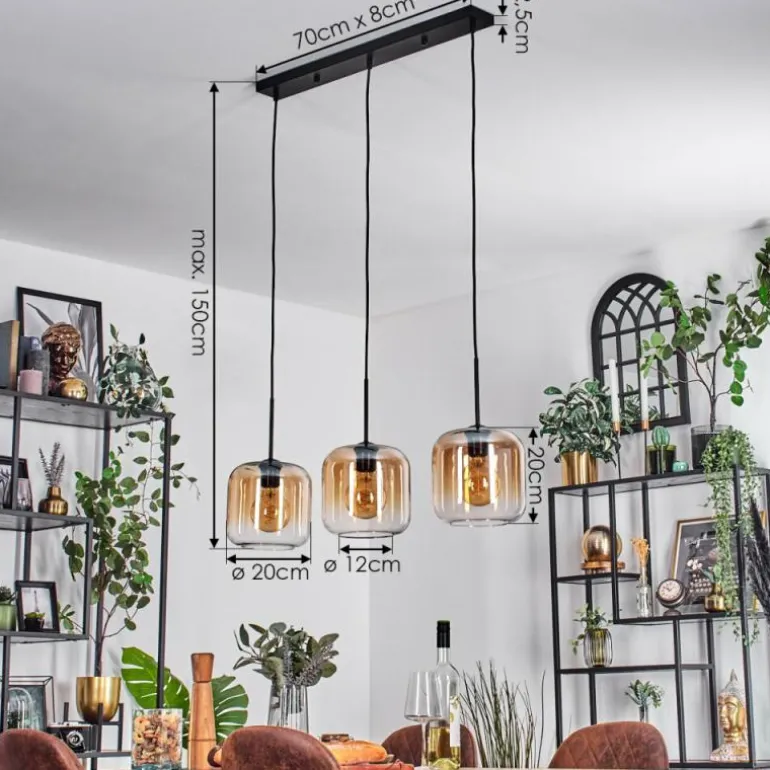 Lauden Suspension Noir, 3 lumières