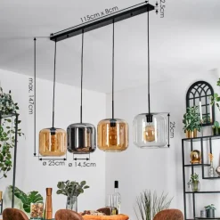 Lauden Suspension Noir, 4 lumières