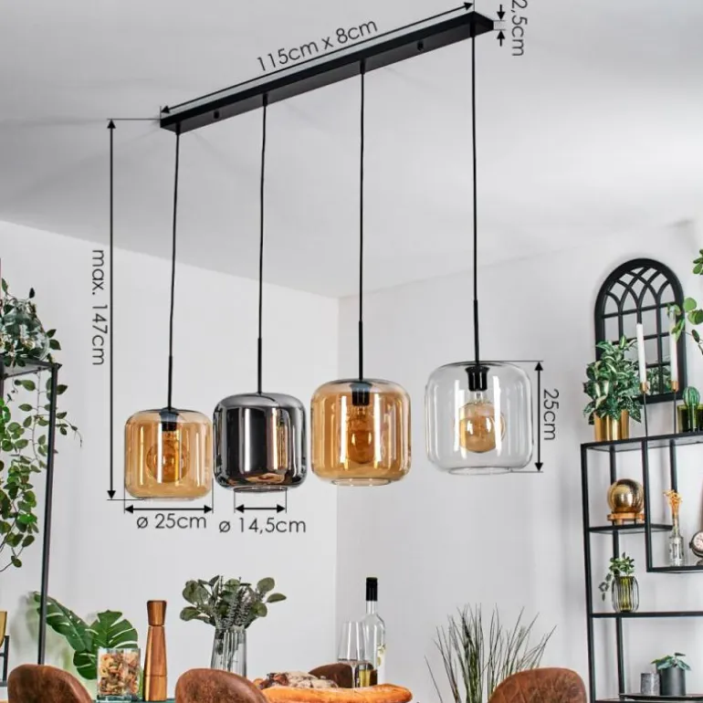 Lauden Suspension Noir, 4 lumières