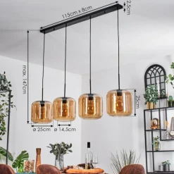 Lauden Suspension Noir, 4 lumières