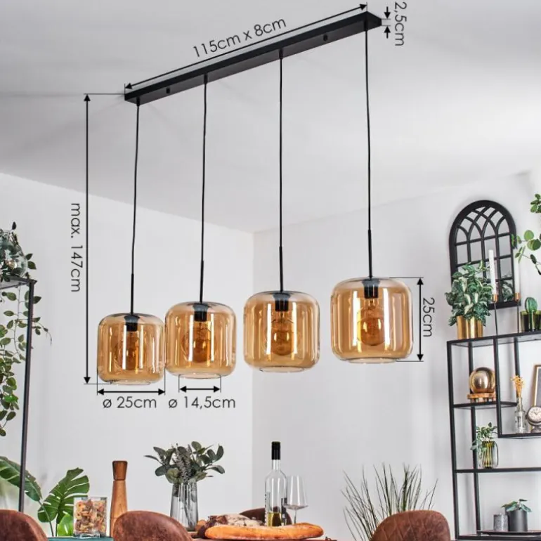 Lauden Suspension Noir, 4 lumières