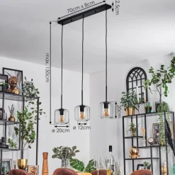 Lauden Suspension Noir, 3 lumières