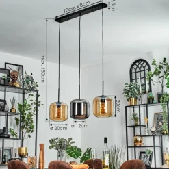 Lauden Suspension Noir, 3 lumières