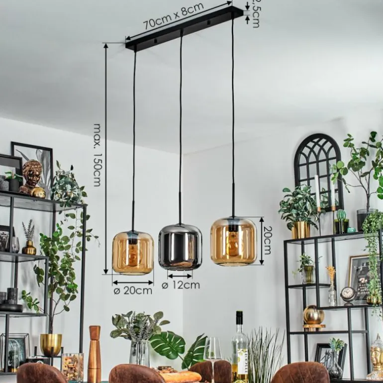 Lauden Suspension Noir, 3 lumières