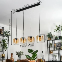 Lauden Suspension Noir, 4 lumières