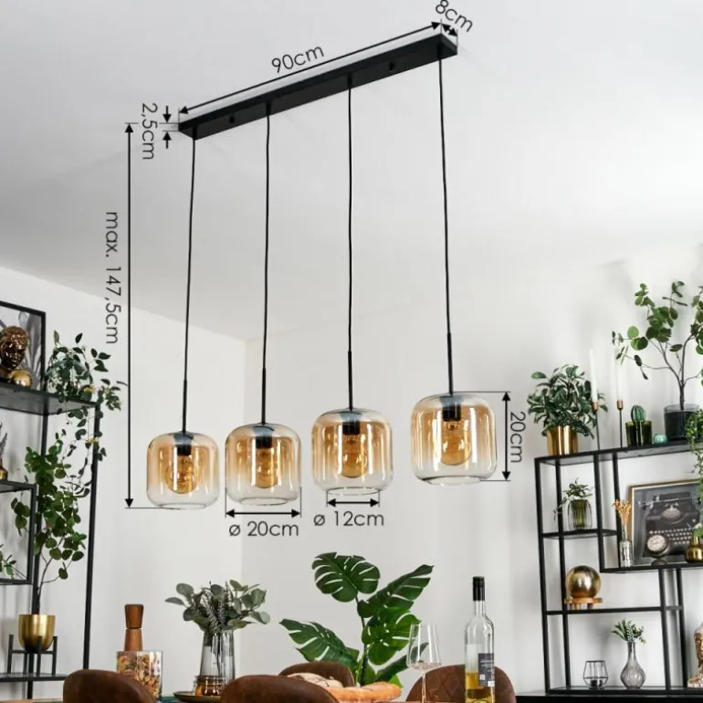 Lauden Suspension Noir, 4 lumières