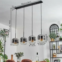 Lauden Suspension Noir, 4 lumières