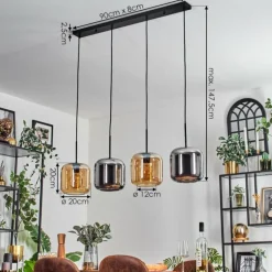 Lauden Suspension Noir, 4 lumières