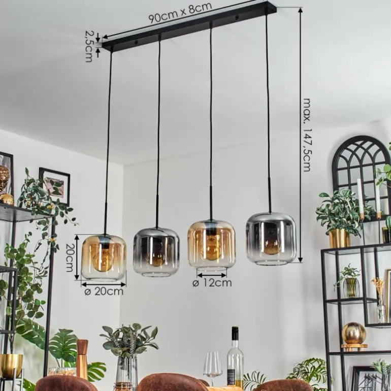 Lauden Suspension Noir, 4 lumières