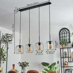Lauden Suspension Noir, 4 lumières