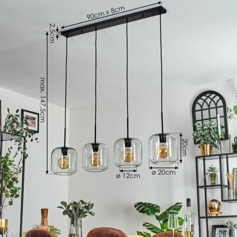 Lauden Suspension Noir, 4 lumières