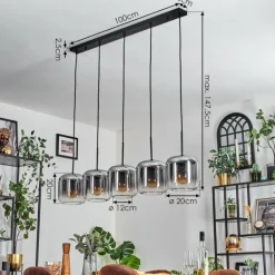 Lauden Suspension Noir, 5 lumières