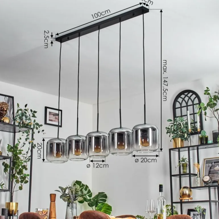 Lauden Suspension Noir, 5 lumières