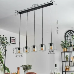 Lauden Suspension Noir, 5 lumières