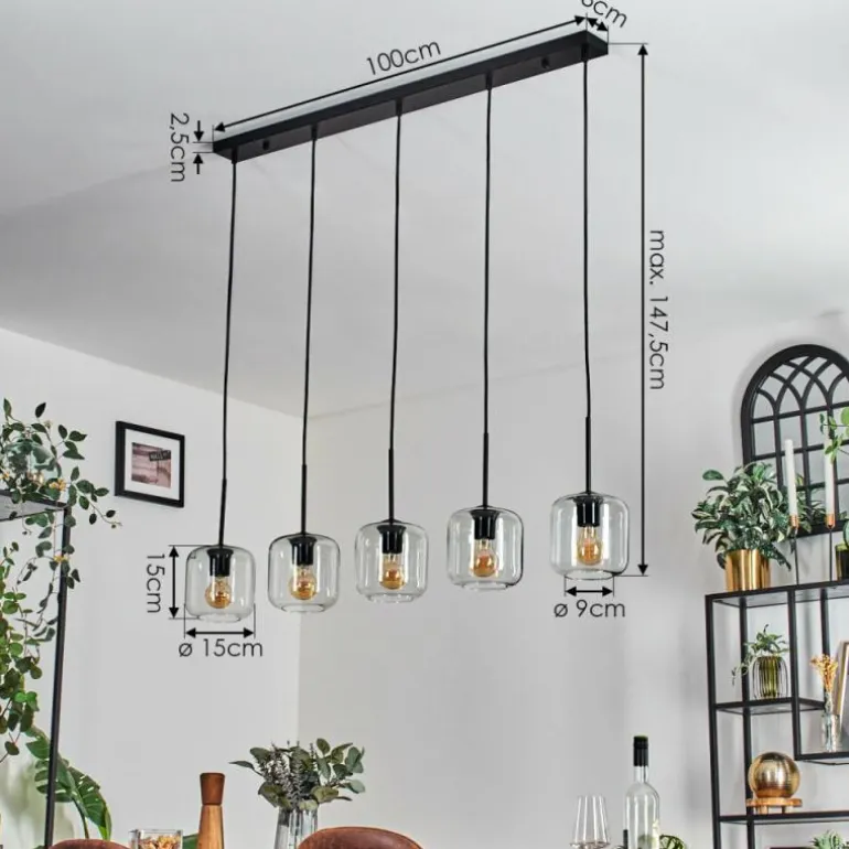Lauden Suspension Noir, 5 lumières