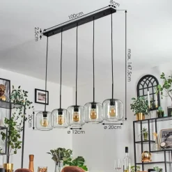 Lauden Suspension Noir, 5 lumières