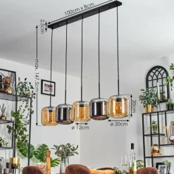 Lauden Suspension Noir, 5 lumières