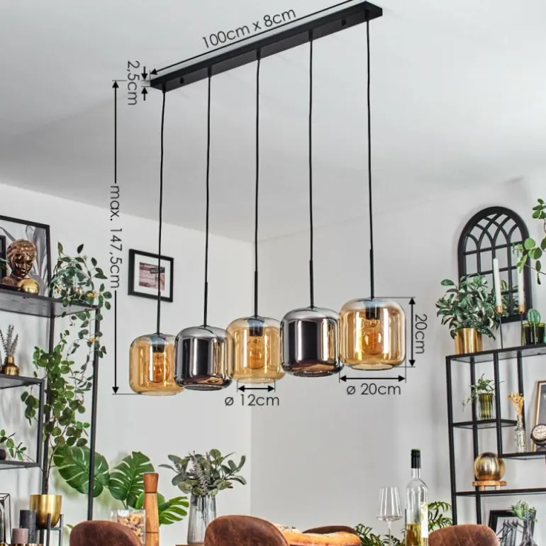 Lauden Suspension Noir, 5 lumières