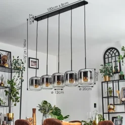 Lauden Suspension Noir, 5 lumières