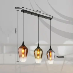 Lavus Suspension Luminaires Globo Lighting Noir, 3 lumières