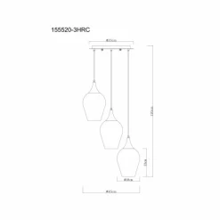 Lavus Suspension Luminaires Globo Lighting Chrome, Noir, 3 lumières