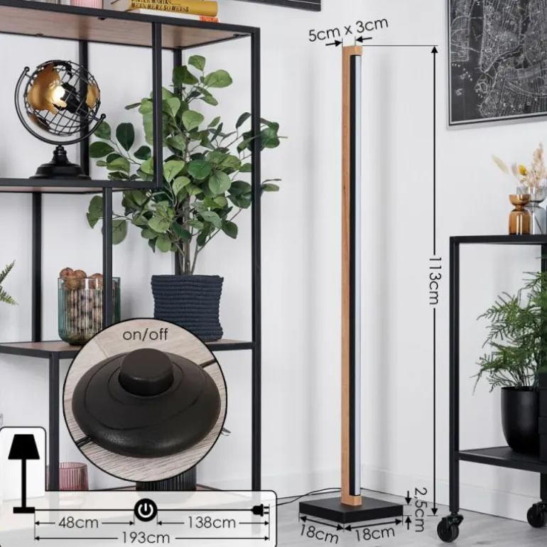 Lemene Lampadaire LED Écru, Noir, 1 lumière