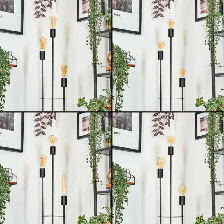 Limmingen Lampadaire Bois clair, Noir, 3 lumières