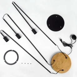 Limmingen Lampadaire Bois clair, Noir, 3 lumières