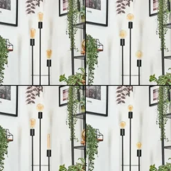 Limmingen Lampadaire Bois foncé, Noir, 3 lumières