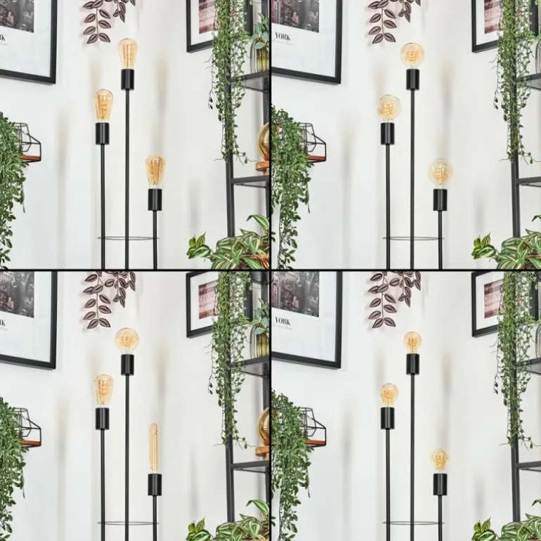 Limmingen Lampadaire Bois foncé, Noir, 3 lumières